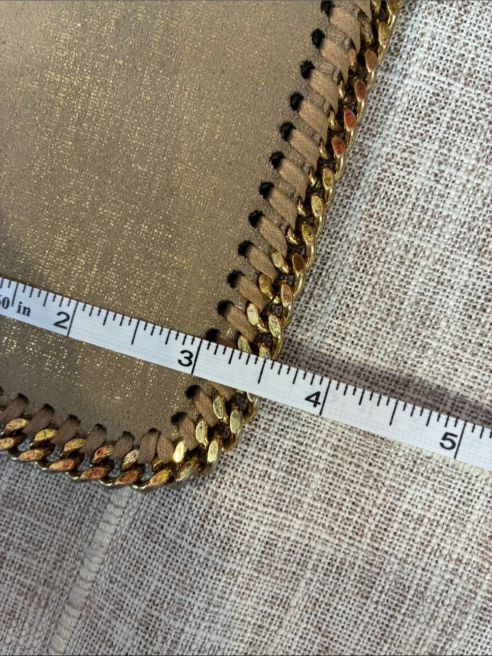 Authentic Stella McCartney IPhone Card Case Falabella Calf Gold  Metallic Taupe